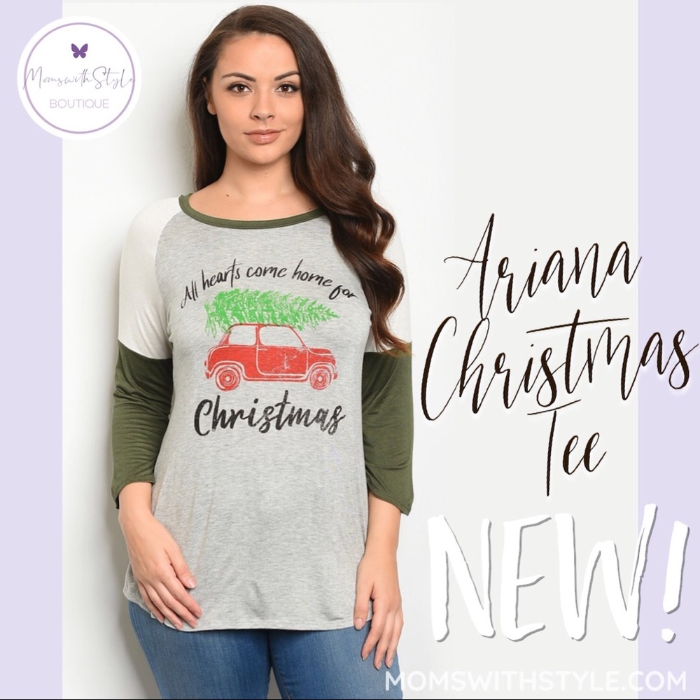 NWT Women's Plus Christmas Holiday Tee Blouse Top